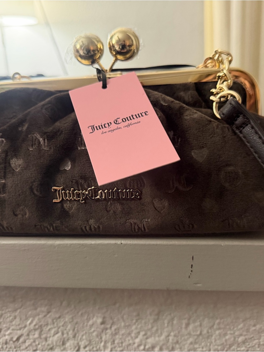 Bird by Juicy Couture Black Velvet Frame Kiss-Lock Crossbody Bag